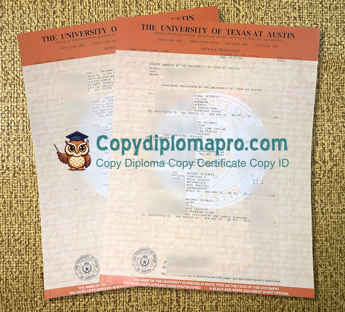 University of Texas at Austin Transcript
