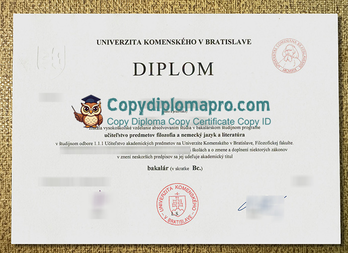 Univerzita Komenského v Bratislave Diploma