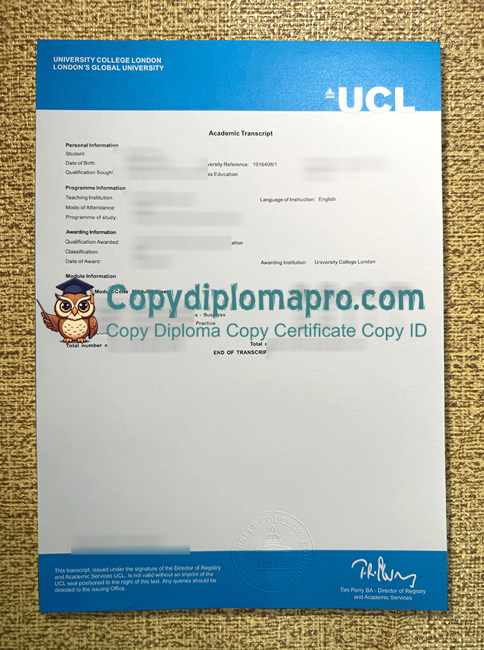 University College London Transcript