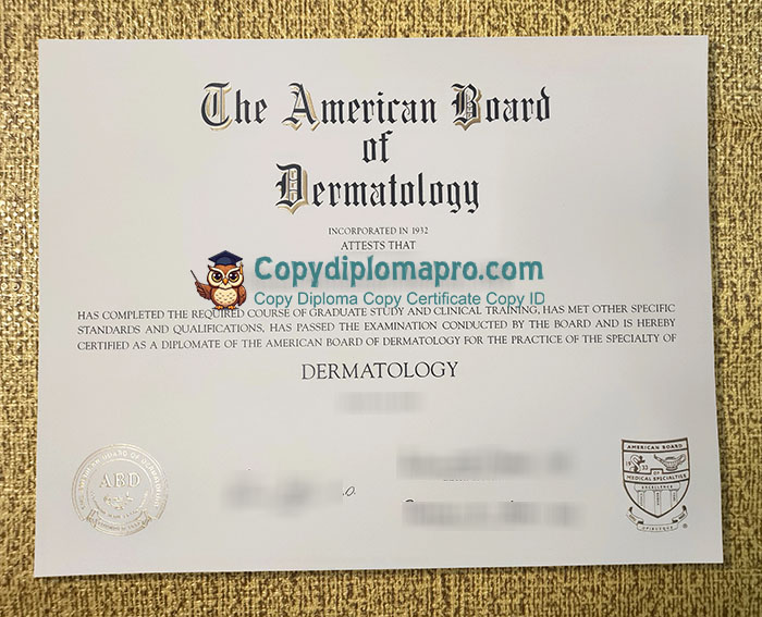 American Board of Dermatology Diploma