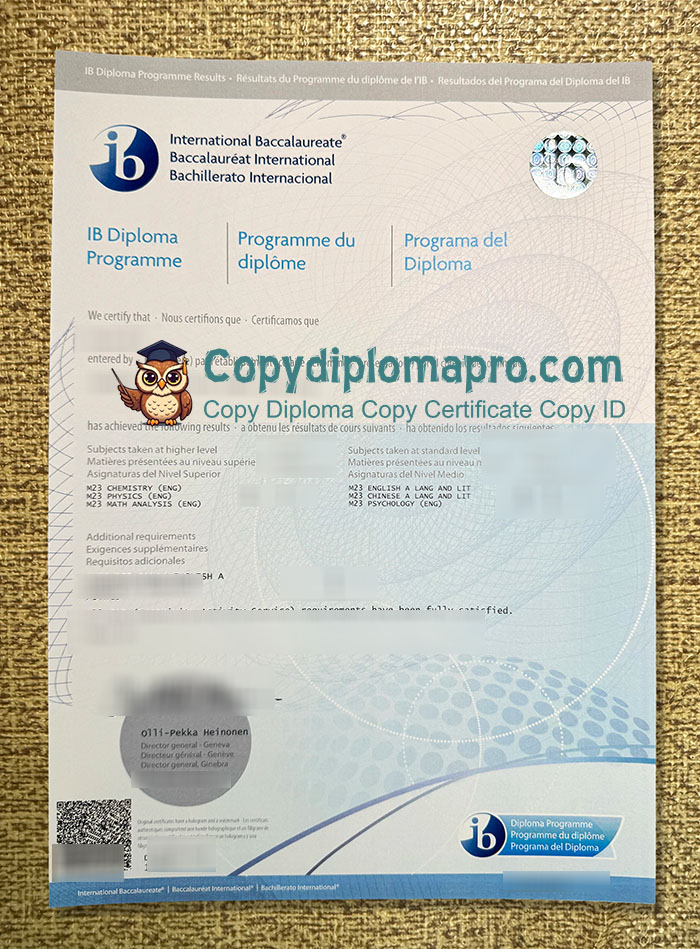 Bachillerato Internacional Transcript
